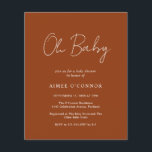 Eenvoudige uitnodiging tot het indienen van Baby s<br><div class="desc">Moderne pompoengekleurde budgetuitnodiging met een eenvoudig ontwerp met "Oh Baby" in een roestachtige stijl script-typografie. Deze elegante genderneutrale uitnodiging met een minimalistische lay-out is geweldig voor een herfst/Halloween baby shower,  of je nu een jongen of een meisje hebt.</div>