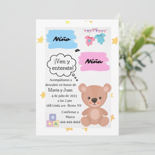 Eenvoudige uitnodiging tot het indienen van Beren  (Staand voorkant)