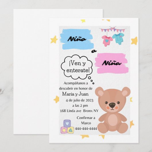 Eenvoudige uitnodiging tot het indienen van Beren  (Voorkant / Achterkant)