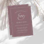 Eenvoudige uitnodiging tot het indienen van een Pa<br><div class="desc">Eenvoudig Paars Monogram huwelijksfeest. Druk je trouwgasten stijlvol onder de indruk met deze trendy donkere paarse trouwuitnodiging met een prachtig wit script, met de bruid en de bruidegom initialen op een paarse platte achtergrond. Deze Uitnodiging heeft een verbluffend design met moderne en minimale vibes, perfect voor je eenvoudige, trendy, minimalistische...</div>
