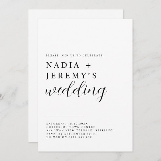 Eenvoudige uitnodiging tot het uitzenden van een z (Voorkant / Achterkant)