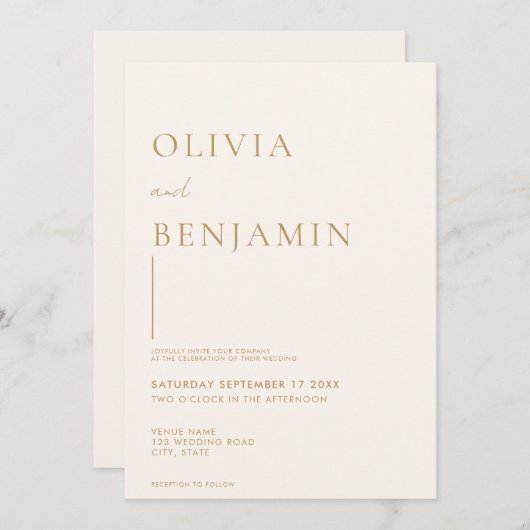 Eenvoudige uitnodiging tot het uitzenden van wedst (Voorkant / Achterkant)