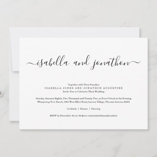 Eenvoudige uitnodiging tot huwelijk met RSVP (Voorkant)