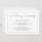 Eenvoudige uitnodiging tot kennisgeving van begraf (Voorkant)