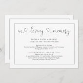 Eenvoudige uitnodiging tot kennisgeving van begraf (Voorkant / Achterkant)