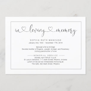 Eenvoudige uitnodiging tot kennisgeving van begraf