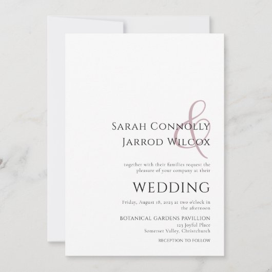 Eenvoudige uitnodiging tot roze weddenschap (Voorkant)