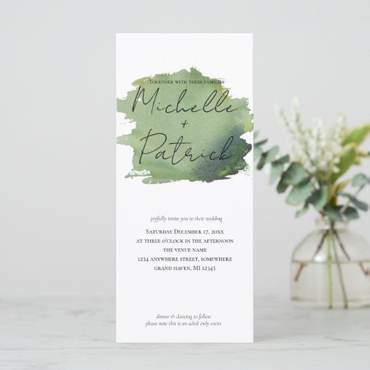 Eenvoudige uitnodiging tot Waterverf bruiloft (Staand voorkant)