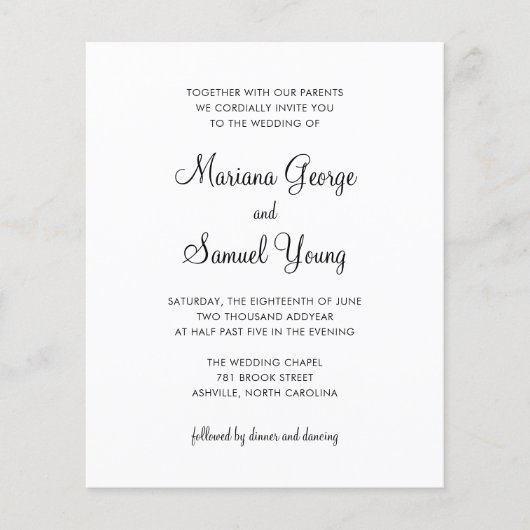 Eenvoudige uitnodiging tot weduwschap in zwart-wit (Voorkant)