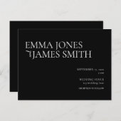 Eenvoudige uitnodiging tot weduwschap in zwart-wit (Voorkant / Achterkant)