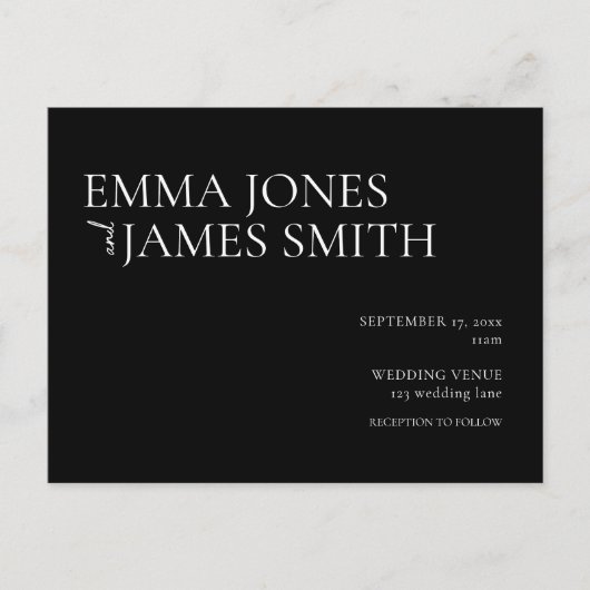 Eenvoudige uitnodiging tot weduwschap in zwart-wit (Voorkant)