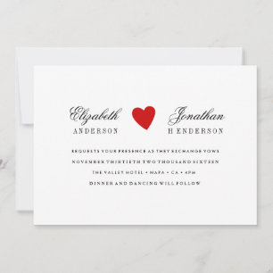 Eenvoudige uitnodiging tot weduwschap met rode har