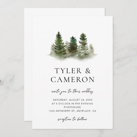 Eenvoudige uitnodiging tot weduwschap via bomen (Voorkant / Achterkant)