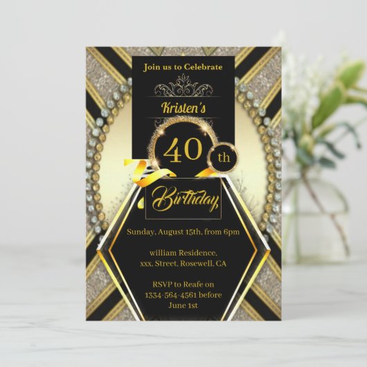 Eenvoudige uitnodiging van 40e verjaardag (Staand voorkant)
