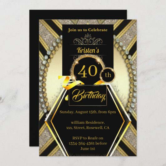 Eenvoudige uitnodiging van 40e verjaardag (Voorkant / Achterkant)