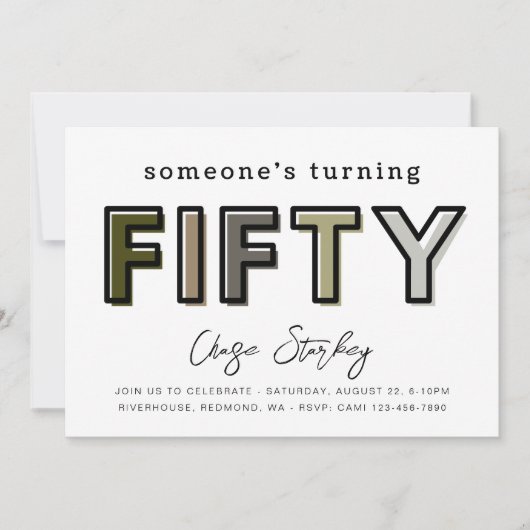 Eenvoudige uitnodiging van 50e verjaardag | 50e ve (Voorkant)