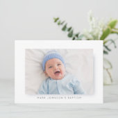 Eenvoudige uitnodiging van Baptism Party voor foto (Staand voorkant)