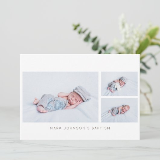 Eenvoudige uitnodiging van Baptism Party voor foto (Staand voorkant)
