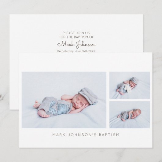 Eenvoudige uitnodiging van Baptism Party voor foto (Voorkant / Achterkant)