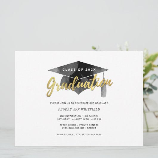 Eenvoudige uitnodiging van de Afstudeerder minimal (Staand voorkant)