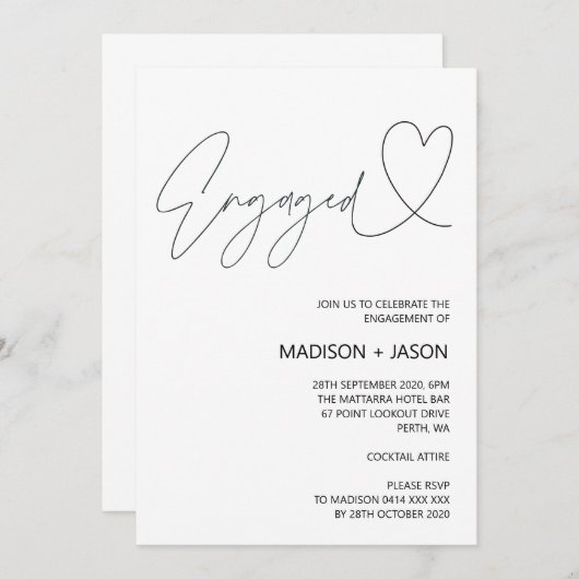 Eenvoudige uitnodiging van de Black and White Enga (Voorkant / Achterkant)