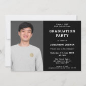 Eenvoudige uitnodiging van de Black Photo Gradupar (Voorkant)