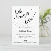 Eenvoudige uitnodiging van de Black White Engageme (Staand voorkant)