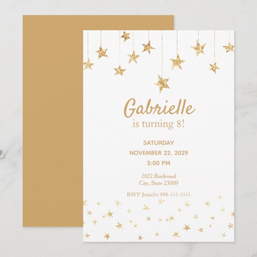 Eenvoudige uitnodiging van de Dag van de Goud en W (Voorkant / Achterkant)