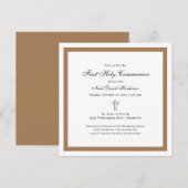 Eenvoudige uitnodiging van de eerste Heilige Commu (Voorkant / Achterkant)