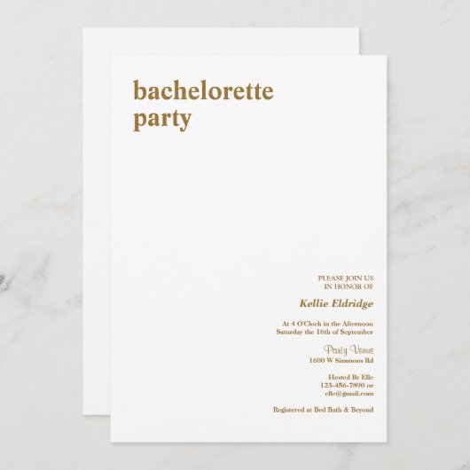 Eenvoudige uitnodiging van de Partij van het Moder (Voorkant / Achterkant)