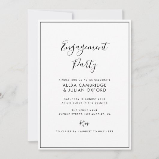 Eenvoudige uitnodiging van de verlovingspartij van (Voorkant)