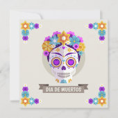 Eenvoudige uitnodiging van Dia de los Muertos Flor (Voorkant)
