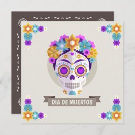 Eenvoudige uitnodiging van Dia de los Muertos Flor