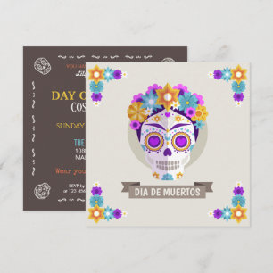 Eenvoudige uitnodiging van Dia de los Muertos Flor