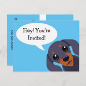 Eenvoudige uitnodiging van een dachshund-worsthond (Voorkant / Achterkant)