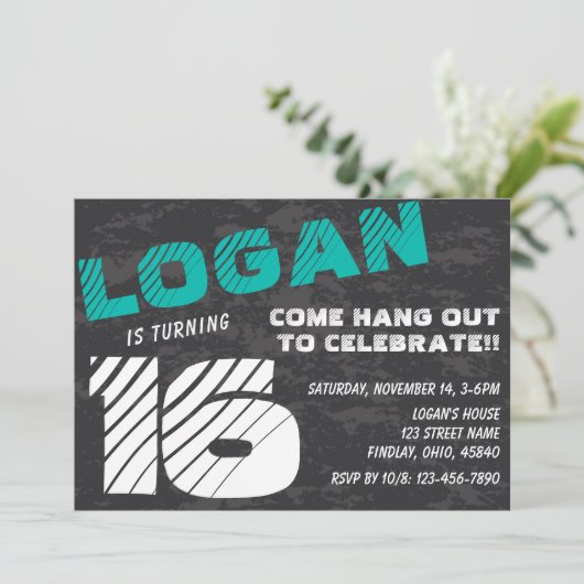 Eenvoudige uitnodiging van een moderne Teen Boy Bi (Staand voorkant)