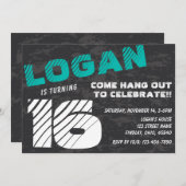 Eenvoudige uitnodiging van een moderne Teen Boy Bi (Voorkant / Achterkant)