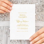 Eenvoudige uitnodiging van Elegant Gold Bridal Tea<br><div class="desc">Deze eenvoudige goudbruidetheepartijuitnodiging is perfect voor uw moderne,  minimalistische witte en gouden theepartij. Het ontwerp biedt een minimaal hedendaags goudlettertype dat vergezeld gaat van een formele kalligrafie. Houd het zoals is,  of verkies om het met uw eigen kunstwerk of foto's te personaliseren!</div>