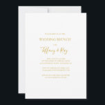 Eenvoudige uitnodiging van Elegant Gold Wedding Br<br><div class="desc">Deze simpele elegante bruidsbruideuitnodiging voor gouden bruiloft is perfect voor je moderne,  minimalistische witte en goudbrunch. Het ontwerp biedt een minimaal hedendaags goudlettertype dat vergezeld gaat van een formele kalligrafie. Houd het zoals is,  of verkies om het met uw eigen kunstwerk of foto's te personaliseren!</div>