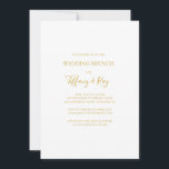 Eenvoudige uitnodiging van Elegant Gold Wedding Br<br><div class="desc">Deze simpele elegante bruidsbruideuitnodiging voor gouden bruiloft is perfect voor je moderne,  minimalistische witte en goudbrunch. Het ontwerp biedt een minimaal hedendaags goudlettertype dat vergezeld gaat van een formele kalligrafie. Houd het zoals is,  of verkies om het met uw eigen kunstwerk of foto's te personaliseren!</div>