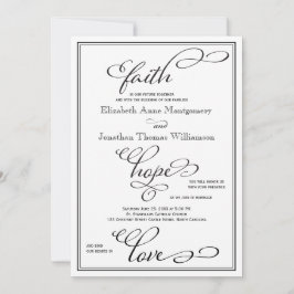 Eenvoudige uitnodiging van Faith Hope Love Script 