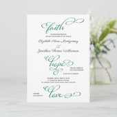 Eenvoudige uitnodiging van Faith Hope Love Script (Staand voorkant)