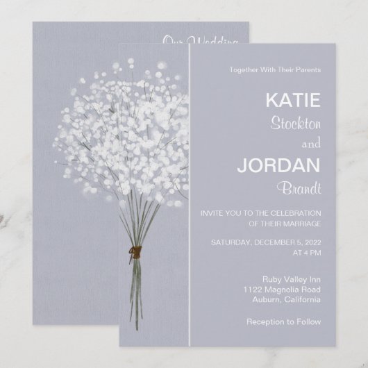 Eenvoudige uitnodiging van Floral Bouquet (Voorkant / Achterkant)