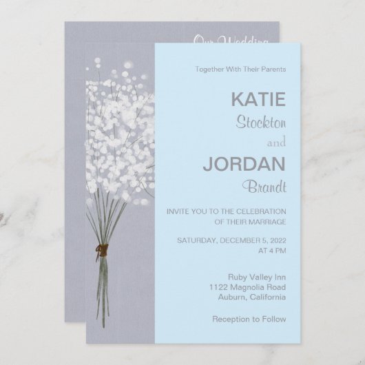 Eenvoudige uitnodiging van Floral Bouquet (Voorkant / Achterkant)