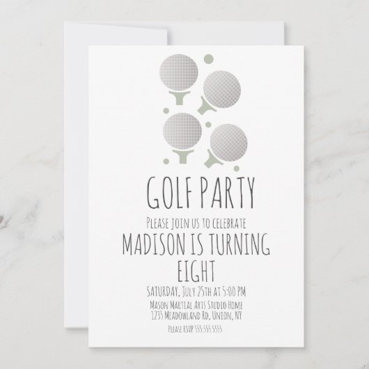 Eenvoudige uitnodiging van Golf Balls Birthday Par (Voorkant)