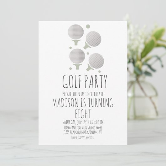 Eenvoudige uitnodiging van Golf Balls Birthday Par (Staand voorkant)