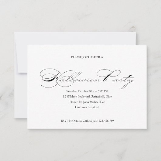 Eenvoudige uitnodiging van Halloween Ball Costume  (Voorkant)