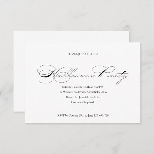 Eenvoudige uitnodiging van Halloween Ball Costume  (Voorkant / Achterkant)
