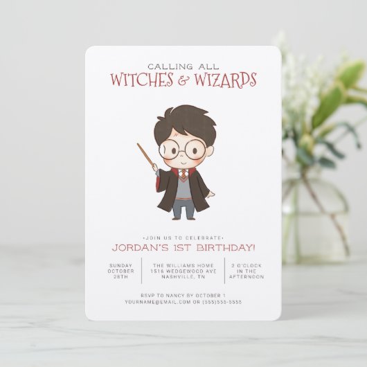 Eenvoudige uitnodiging van Harry Potter Birthday (Staand voorkant)