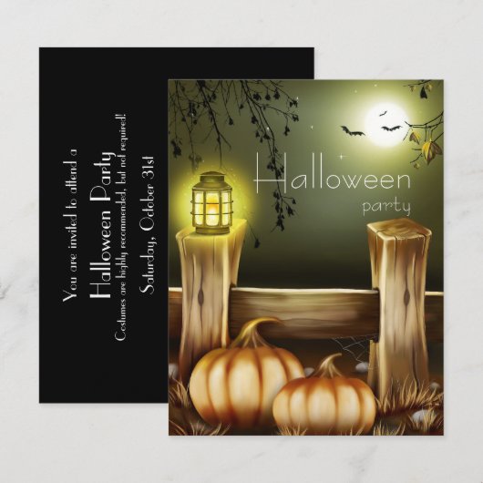 Eenvoudige uitnodiging van Harvest Moon Halloween  (Voorkant / Achterkant)